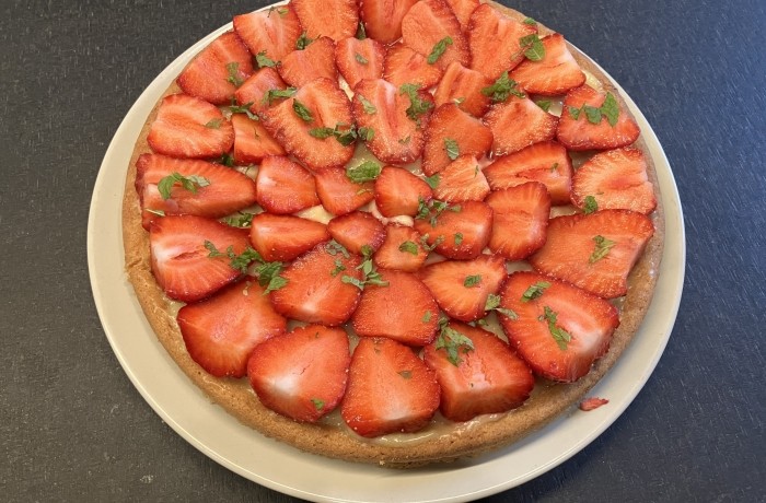 Tarte aux fraises, crème aux citrons